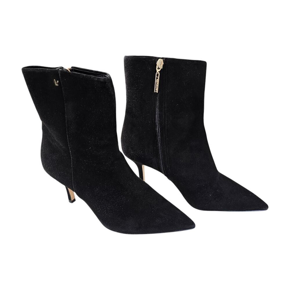 Larroude Black Suede Pointed Toe Ankle Boots